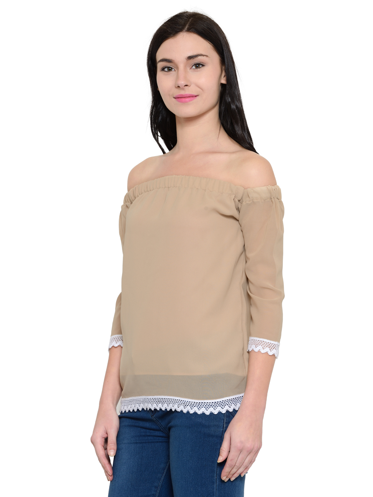 Off shoulder Hem lace top